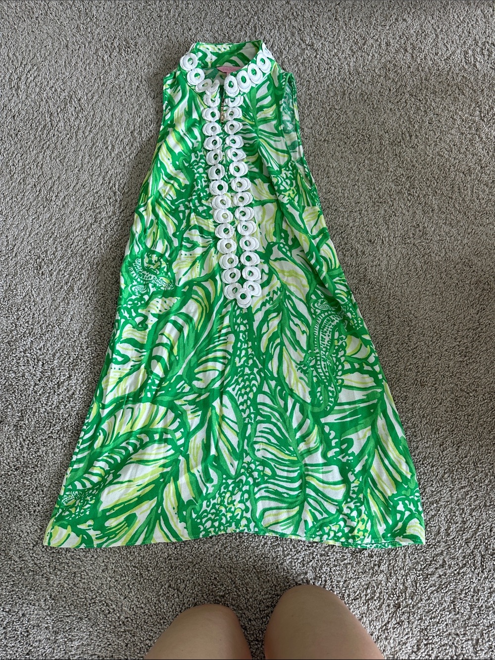 Lilly Pulitzer Green & White Tropical Shift Dress